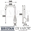 Bristan Lemon Easyfit Sink Mixer Kitchen Tap Dimensions